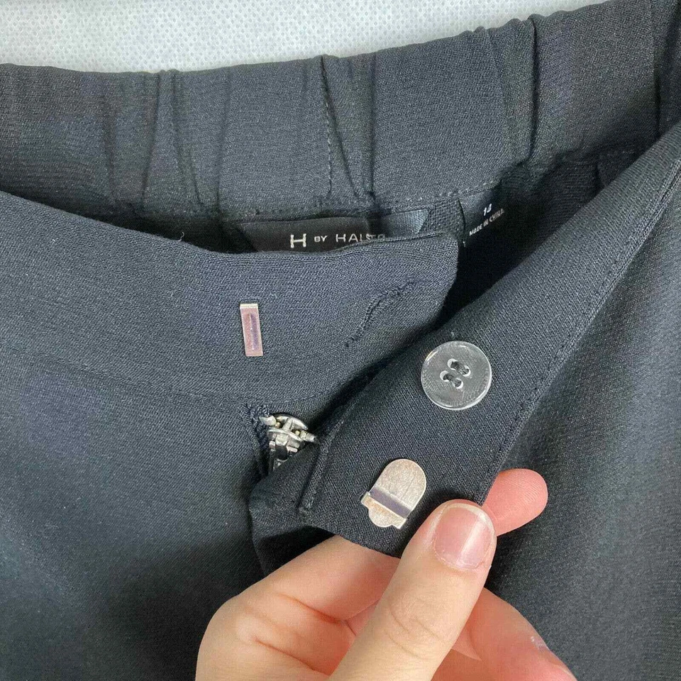 Pantalones H By Halston para mujer talla 14 negros recortados capri pierna ancha vestido elástico Foto 2 de 4