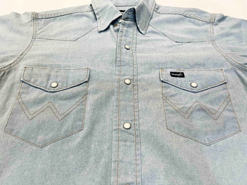 Vintage Wrangler Western Cowboy Pearl Snap Button Shirt Mens 15x33 USA - Picture 2 of 10