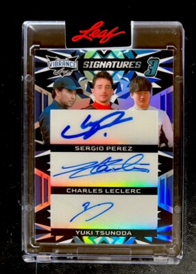 2023 Leaf Vibrance Tri Auto Sergio Perez Charles Leclerc Yuki Tsunoda 1