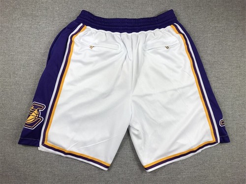 Los Angeles Lakers Retro Swing Men White Stitched Pocket Basketball Shorts - Afbeelding 2 van 5