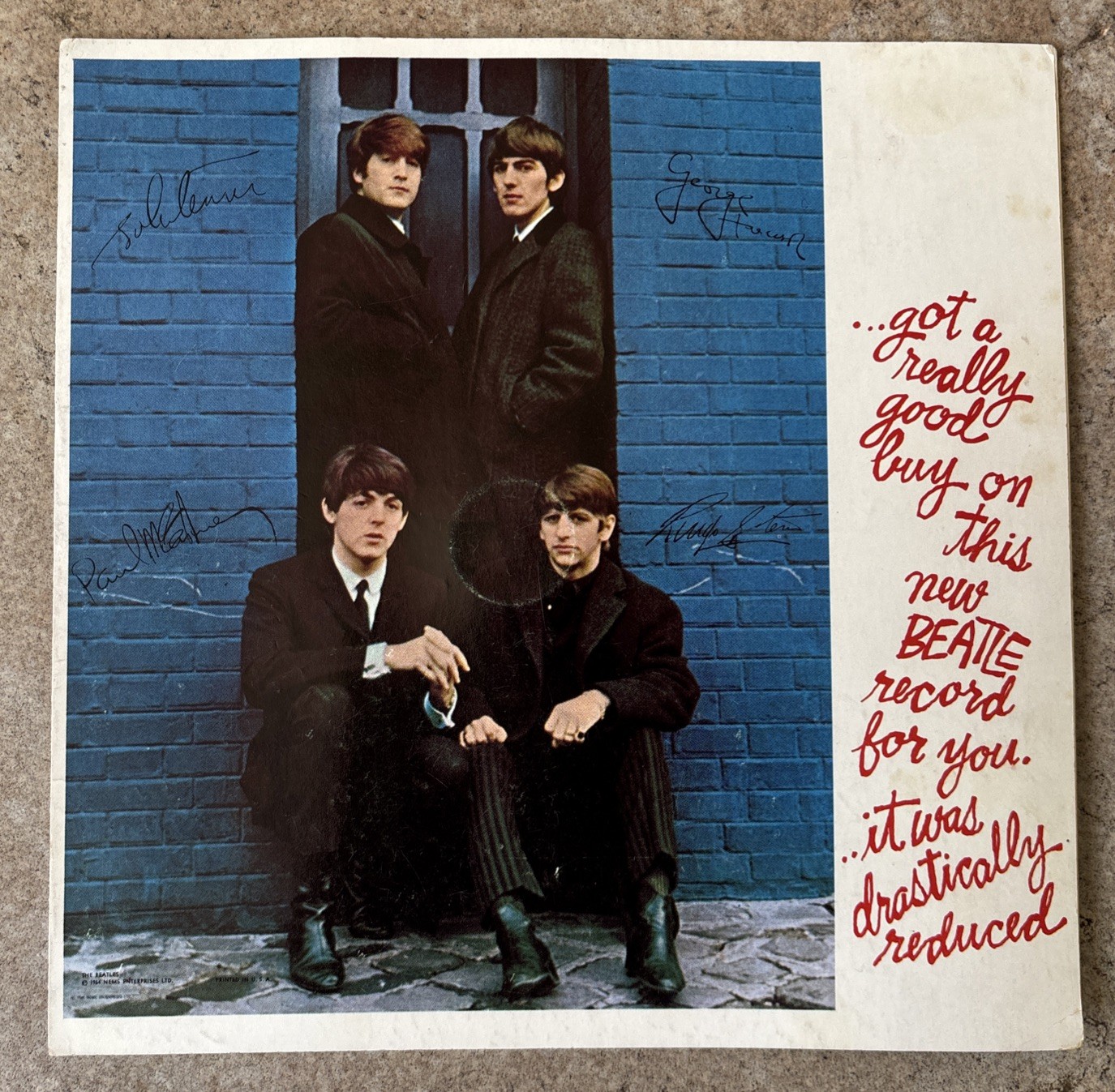 VINTAGE 1964 BEATLES American Greetings HI-BROWS Card W/Tiny Record & Signatures