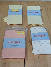 Lightly damaged 4 pack tights cat amd jack size L12-14 yellow stars and pink