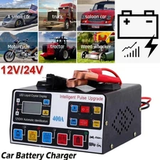 Car Battery Charger Heavy Duty 12V/24V Smart Automatic Intelligent Pulse Repair