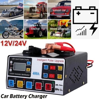 Car Battery Charger Heavy Duty 12V/24V Smart Automatic Intelligent Pulse Repair