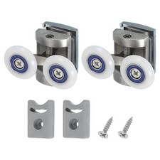 2 Pcs 25mm Double Shower Door Rollers 304 Stainless Steel Top Wheels Silver