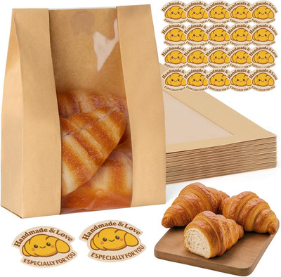 Sourdough Bread Bag for Home Made Bread Sourdough with CuteSticker | Large Paper