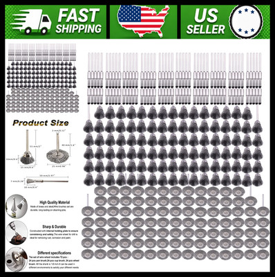 300 Pack Steel Wire Brush Set for Rotary Tool Accessories