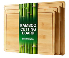 New Bamboo Cutting Board Set 3 Pc Wood Chopping Boards Kitchen Charcuterie Tray
