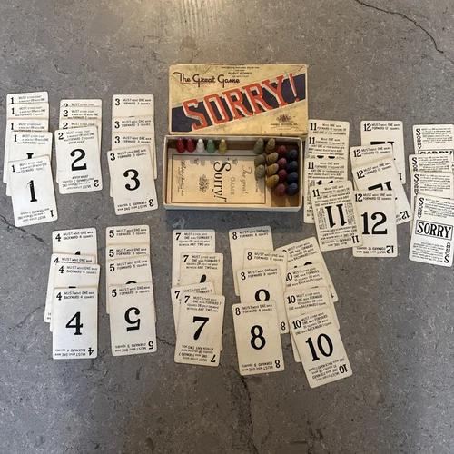 Vtg Sorry! The Great Game 1939 Parker Brothers Instructions Cards No Board Read