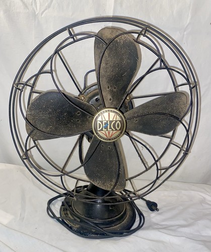 VINTAGE 1940's DELCO 3 SPEED ELECTRIC 12" FAN - WORKS