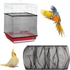 Elastic Adjustable Bird Cage Seed Catcher Net Cover Mesh Skirt Parrot Cage Cover