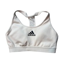 Adidas Sports Bra Womens S White GJ5390 Racerback Mesh Medium Support Logo