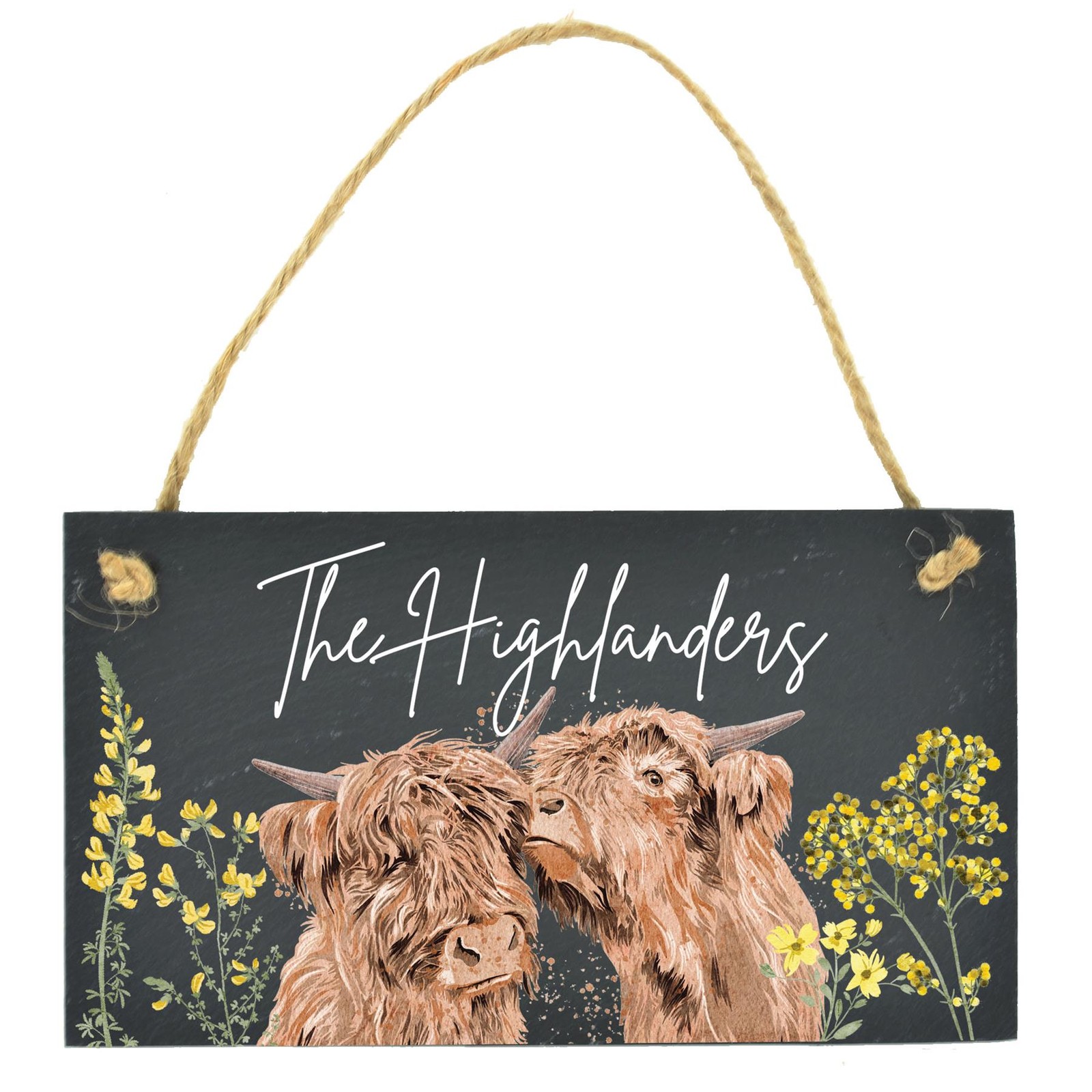 The Highlanders Watercolour Highland Cows Decorative Slate Plaque
