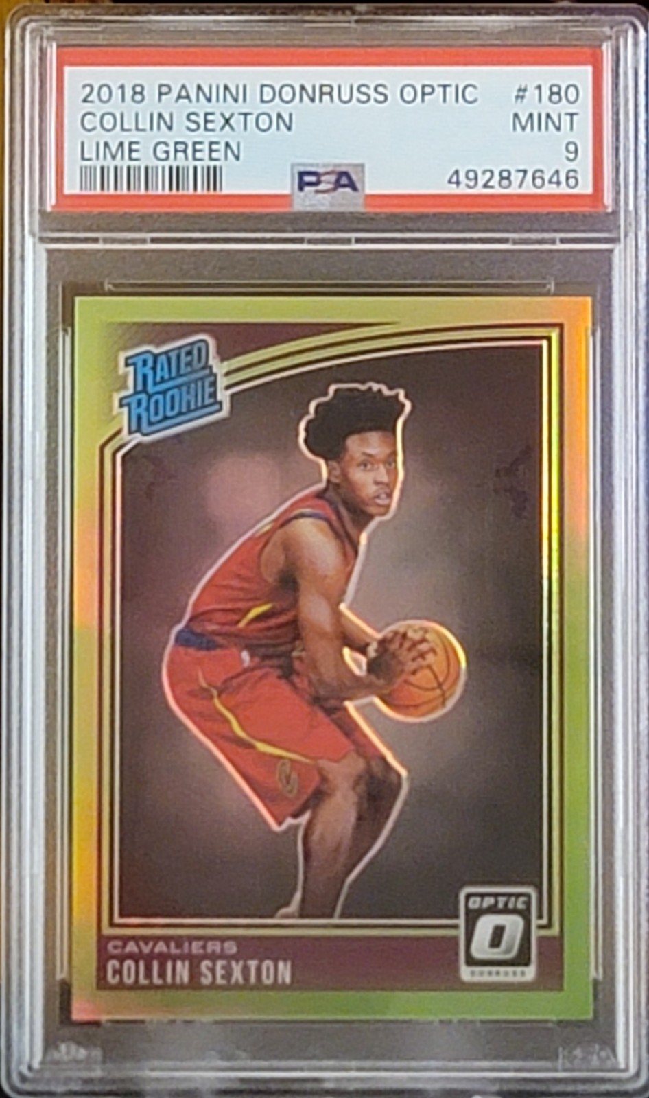 2018-19 Donruss Optic #180 Collin Sexton Lime Green Prizm Rookie/149 PSA-9 MINT 