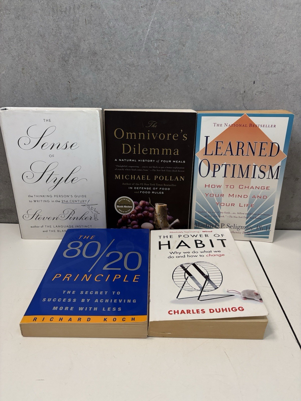 Productivity Mindset 5 Book Lot Power of Habit 80/20 Principle Steven Pinker