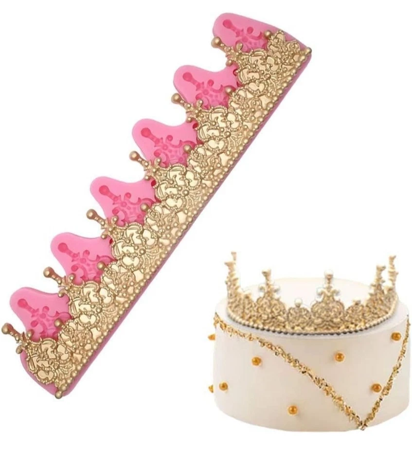 Gran corona Sugarcraft estilo barroco corona princesa moldes de silicona para hágalo usted mismo... Foto 2 de 4