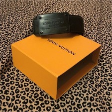 Louis Vuitton Mens Black Belt with Logo Buckl...