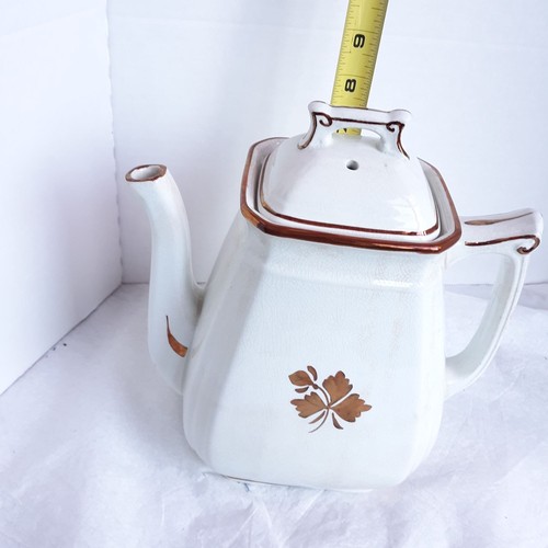 A Meakin Copper Tea Leaf Antique Ironstone Teapot Coffee Pot England - Picture 11 of 14