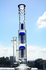 RORA 16" Heavy Glass Bong Percolate Bongs Smoking Glass Water Pipe 18.8mm Bowl