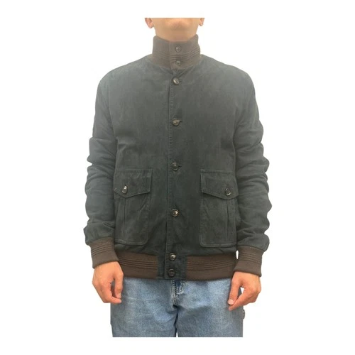 G. Inglese Italian Suede Jacket - Handmade Sartorial Bomber - Blue - Size 54 image 2