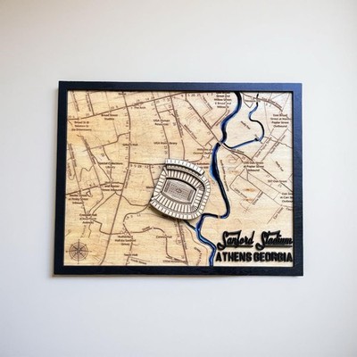 Sanford Stadium 3D Wooden Map Wall Art Athens,Georgia