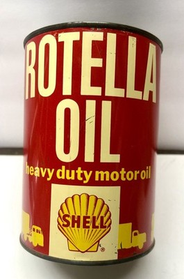 Vintage FULL Shell Rotella Oil Can 1 Quart   Metal  Can