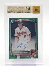 NATE GEORGE 2025 BOWMAN CHROME GREEN REPTILIAN REFRACTOR 1ST /99 BGS 9.5 Q4920