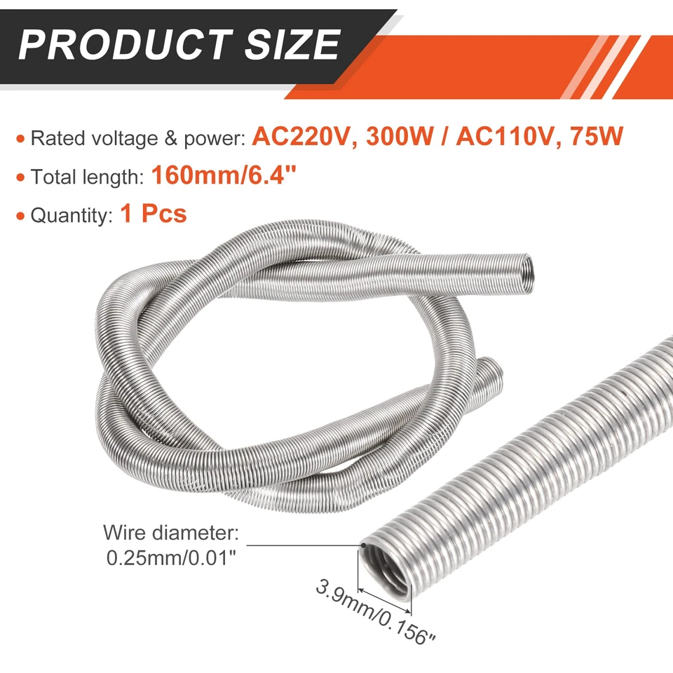 1 Pcs Nichrome Heating Element Coil, AC220V 300W / AC110V 75W, 3.9mm x160mm - Image 2 of 4