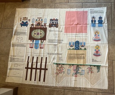 Country Mouse House Cut Sew Fabric Panel Vtg VIP Cranston Plush Toy Sewing Uncut