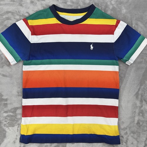 POLO RALPH LAUREN T-Shirt Boy’s Small (8) Bold Striped Cotton Colorful Pony Logo - Picture 5 of 21