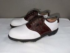 Footjoy FJ Dryjoys Tour Mens 11 M Golf Cleats Shoes 53712 White Brown Leather