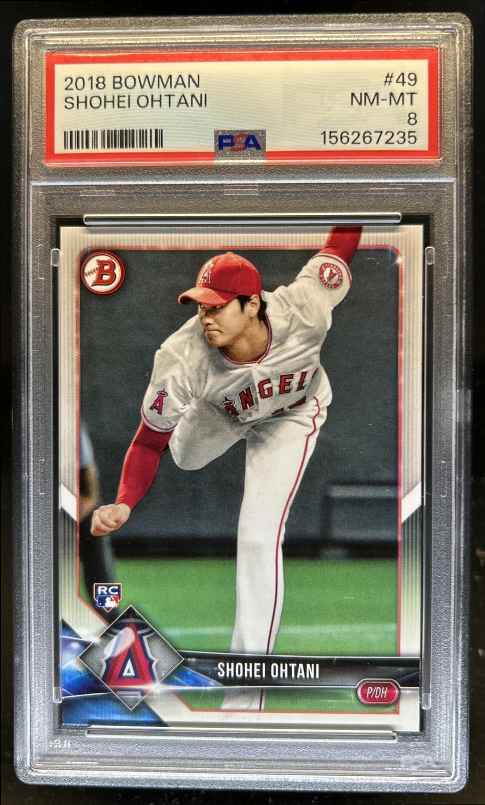 2018 Bowman Shohei Ohtani RC Rookie #49 Angels PSA 8 view 1