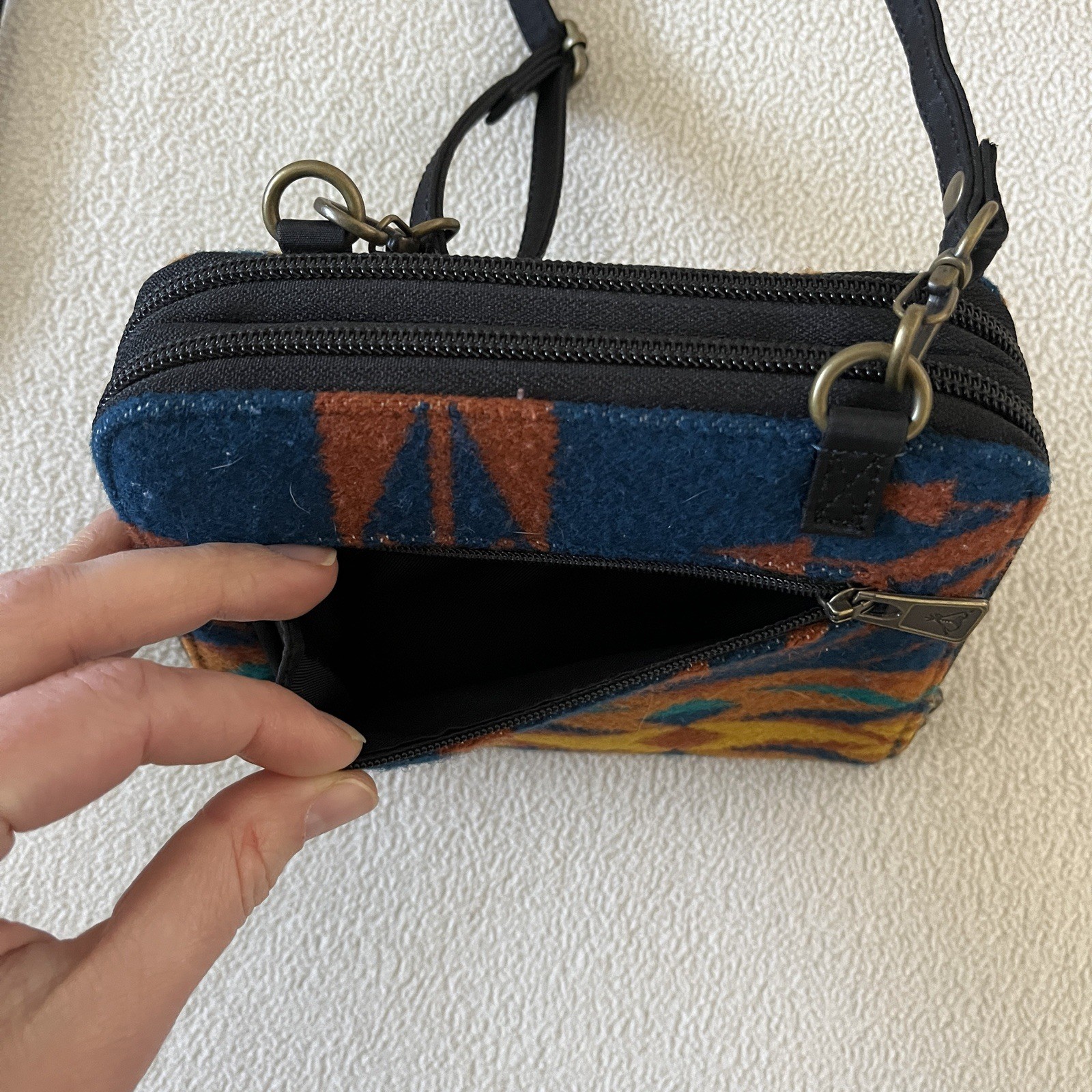 Pendleton EUC Wool Aztec Blue Orange Turquoise Cr… - image 3