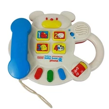 Vintage V-Tech Little Smart-Talking Baby Bear Phone Music & Animals Sounds 90's