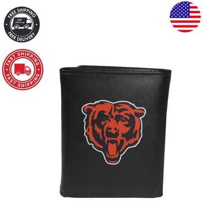 NFL Official Chicago Bears Tri-Fold Wallet with Expansive Compartments for Fans