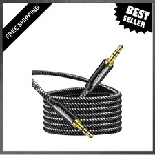 Aux Cord 20ft Nylon Braided 3.5mm Male to Male Audio Cable for Car Headphones