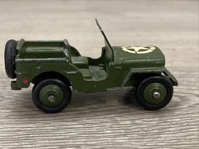 1940/50s Dinky Toys Military Jeep Rubber Tires Metal Body