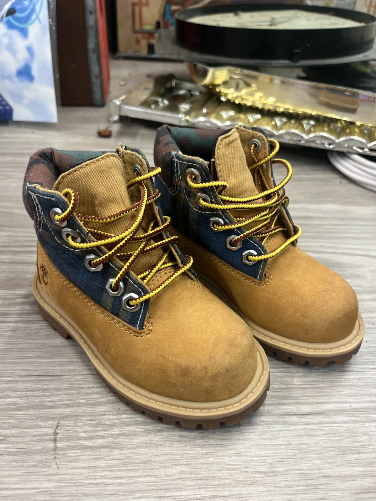Timberland Boots Size 7 Toddler Boys Nubuck Camp Plaid