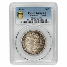 1814 Overton 103 Capped Bust Half Dollar 50C PCGS Genuine Cleaned-AU Detail