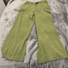 Hilary Radley Ladies Fluid Crinkle Pull On Trousers Green Medium