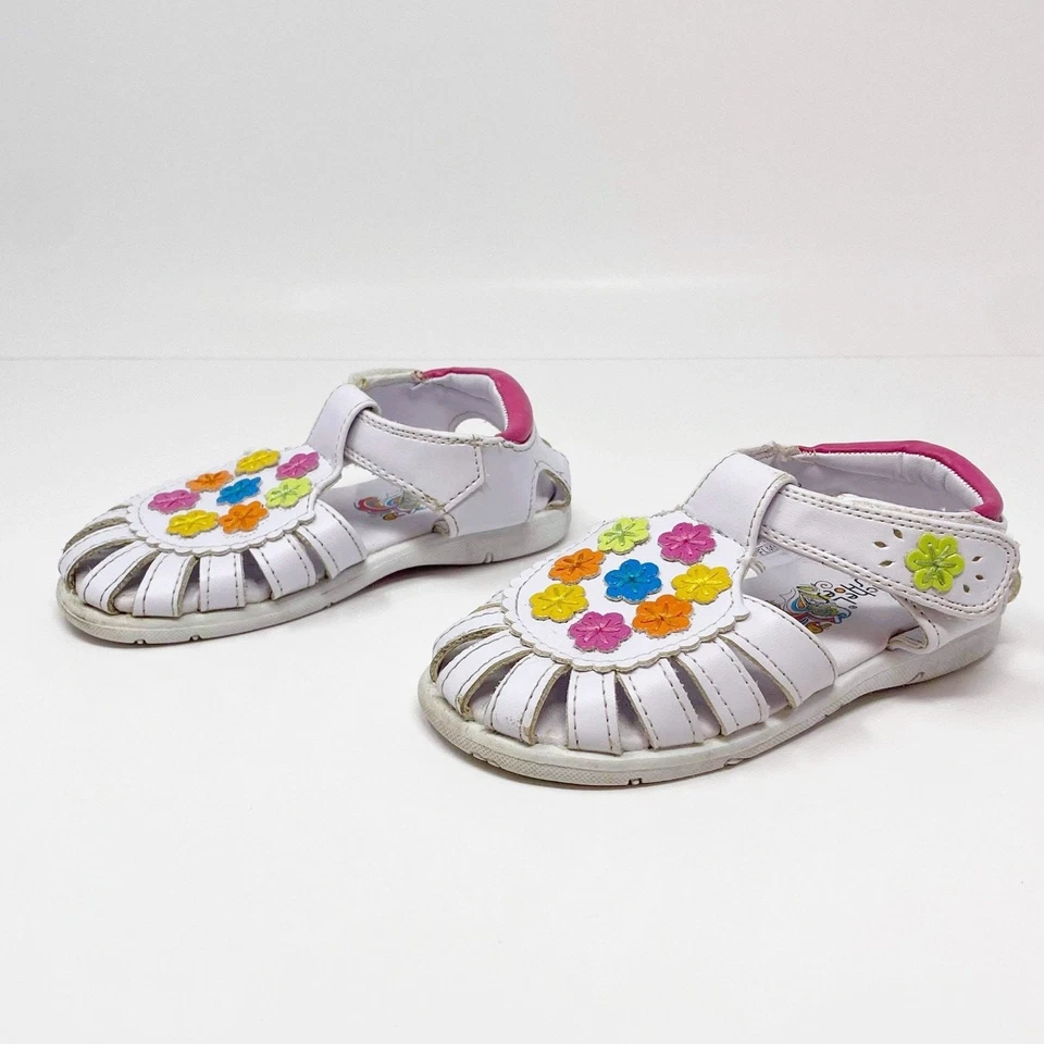 ZAPATOS RACHEL Sandalias de punta cerrada blancas y arco iris para niños pequeños Foto 4 de 4