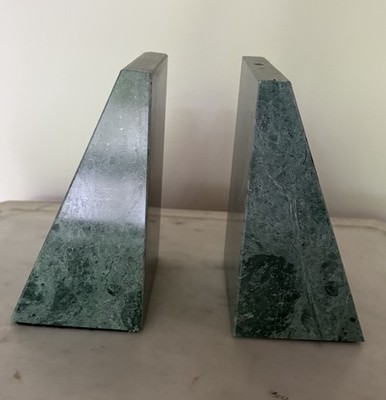 Vintage Jerrold Communications Executive Swag Green Marble Bookends 6 Inch