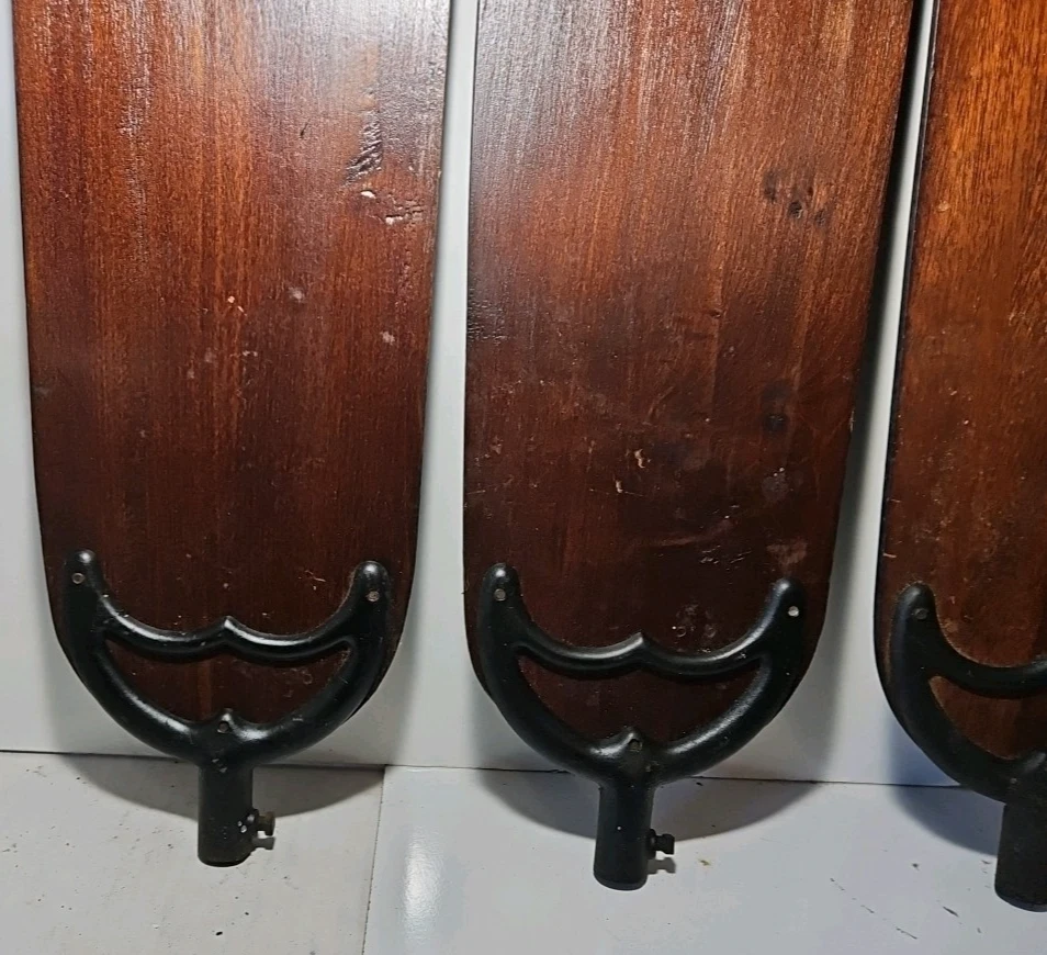 Juego de 4 aspas de ventilador de madera antiguas vintage Hunter R-52 para techo eléctrico de hierro fundido Foto 4 de 4
