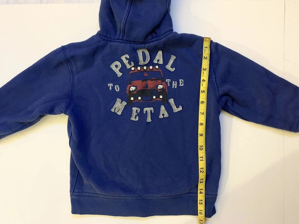 Baby Gap 男孩连帽衫 5 码运动夹克蓝色全拉链汽车踏板奖章 — 第 4/4 张图片