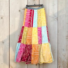 Oilily VTG 90s multicolor floral paisley patchwork fairy boho cottage skirt 36 S