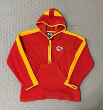 VTG Starter Kansas City Chiefs Fleece Hoodie 1/4 Zip Pullover Red Yellow Men L