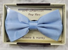 St. Patrick Formal Men Pre Tied Big Size Bow Tie Pocket Square Light Blue NEW