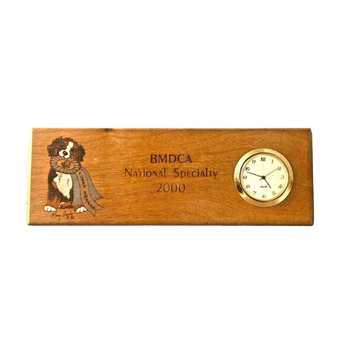 2000 Bernese Mountain Dog Puppy National Specialty Wood Clock BMDCA Mary Garbe