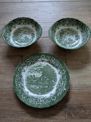 Grindley Staffordshire England Homeland grün 2 x Schüssel + Teller Groß