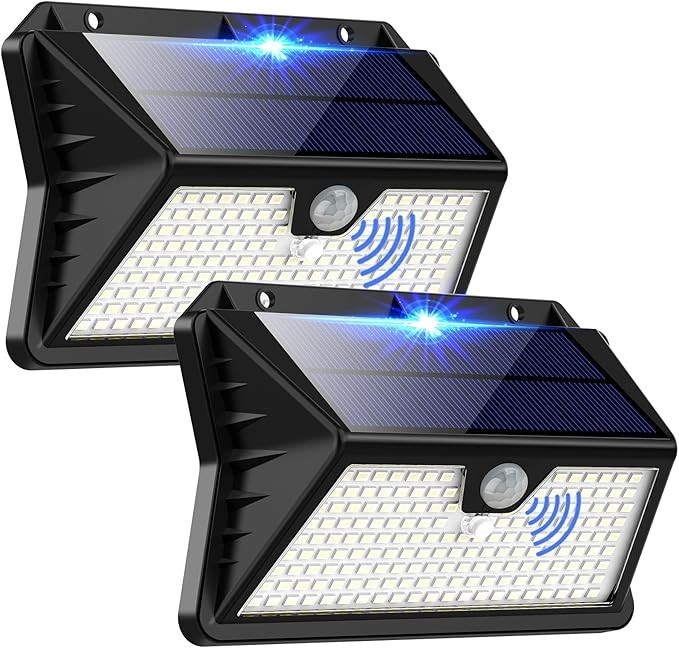 Luce Solare LED Esterno 185 LED - Faretti con Sensore Movimento Potenti